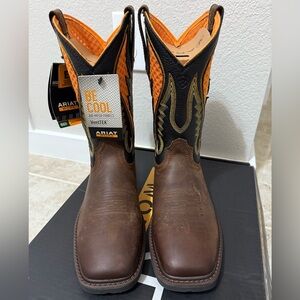 Ariat Men's Groundbreaker VentTEK  Brown/Orange  Wide Square Toe Boots (Sz 10.5)
